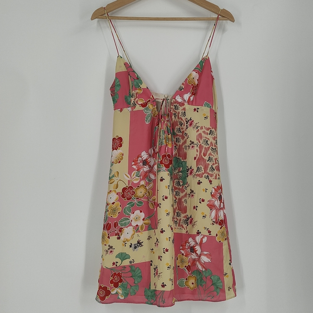 Zara Satin Patchwork Print Dress